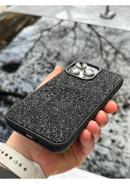 iPhone 15 Pro Kılıf Kristal Pırlanta Taşlı Işıltılı Parıltı Diamond Swarovski Aşko Kuşko Luxury