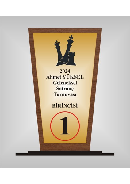 Satranç Turnuvası Plaketi , Ahşap Mdf Gold Levhaya Baskılı ,kişiye Özel Isim Baskısı Yapılabilir