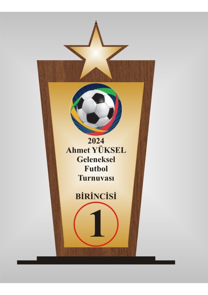 Futbol Turnuvası Plaketi , Ahşap Mdf Gold Levhaya Baskılı ,kişiye Özel Isim Baskısı Yapılabilir