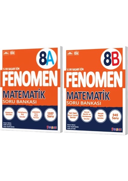 Fenomen Yayınları 8. Sınıf Matematik A-B Soru Bankası 2'li Set