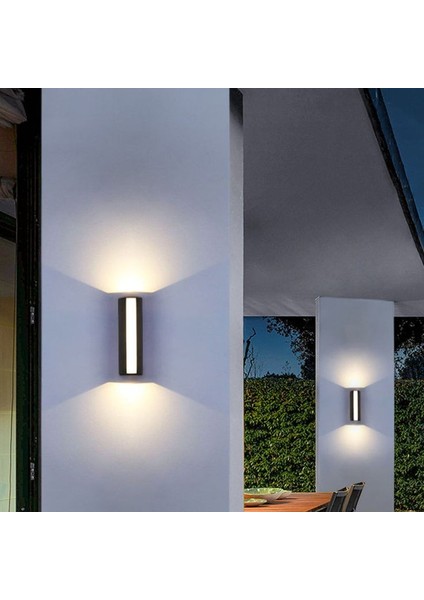 3000K Günışığı 12 Watt LED Aplik, Iç ve Dış Mekan Duvar Aplik, Modern Armatür, Teras, Balkon Aplik