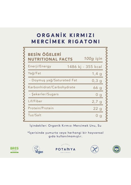 240 gr Organik Kırmızı Mercimek Rigatoni fiyatları