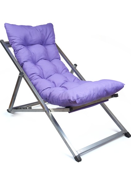 Katlanabilir Minderli Bahçe Balkon Teras Şezlong 1 Şezlong (Metalik)