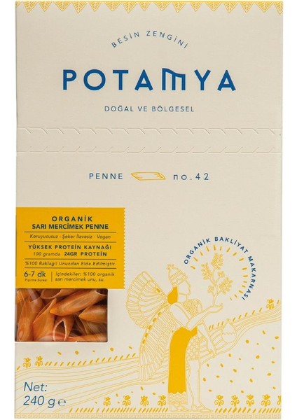 240 gr Organik Sarı Mercimek Penne