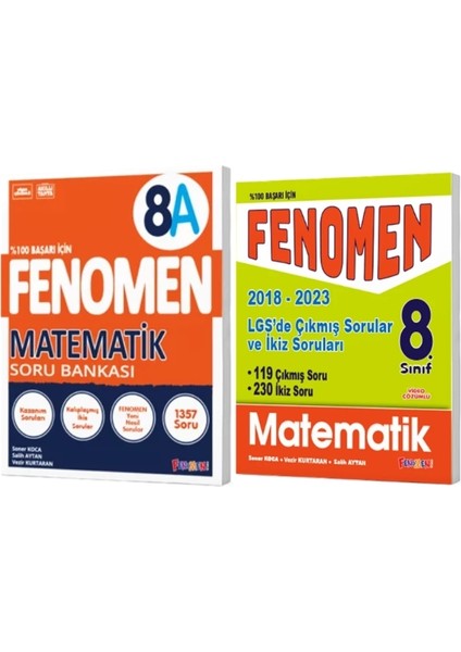 8. Sınıf Matematik A Soru Bankası - LGS Matematik Çıkmış Sorular ve İkiz Soruları 2018-2023 2'li Set