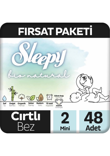 Bebek Bezi Bio Natural 2 Numara Mini 48'li Fırsat Paket