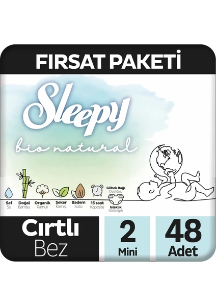 Bebek Bezi Bio Natural 2 Numara Mini 48'li Fırsat Paket