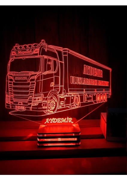 Scania Truck, Personalized 3D Lamp, (Kişiye Özel Lamba)