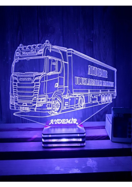 Scania Truck, Personalized 3D Lamp, (Kişiye Özel Lamba)