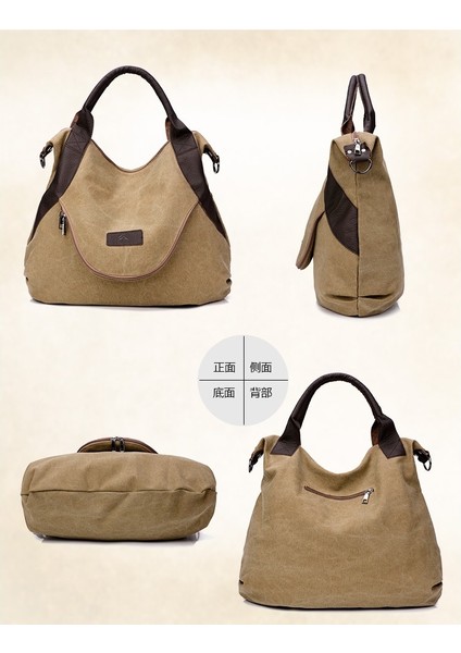 Şık Basit Kadın Çantası Büyük Kapasiteli Bayan Kanvas Çanta Tote Çanta Moda Çanta Tek Omuz Messenger Çanta (Yurt Dışından)