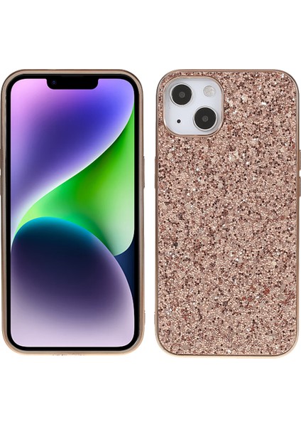 iPhone 14 Plus Elektrapan Çerçeve Glitter Sequins Telefon Kılıfı (Yurt Dışından)