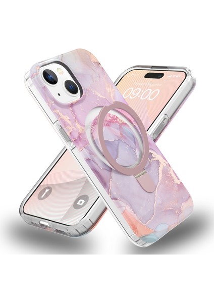 iPhone 15 Manyetik Kasa Mermer Desen Pc+Tpu Telefon Kılıfı (Yurt Dışından) modelleri