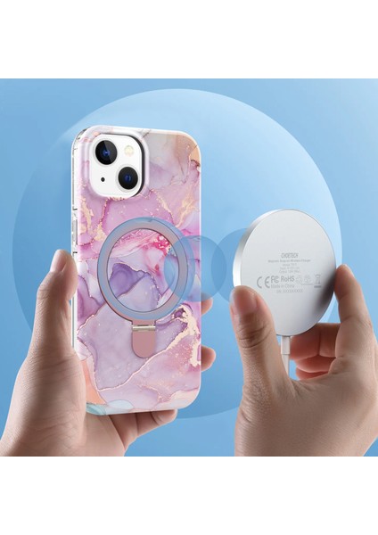 iPhone 15 Manyetik Kasa Mermer Desen Pc+Tpu Telefon Kılıfı (Yurt Dışından) fırsatları