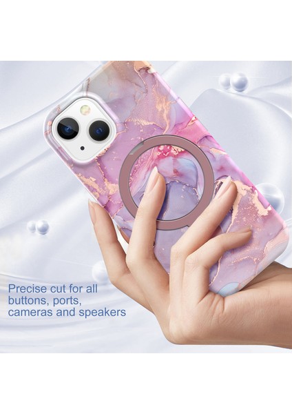 iPhone 15 Manyetik Kasa Mermer Desen Pc+Tpu Telefon Kılıfı (Yurt Dışından) indirimleri
