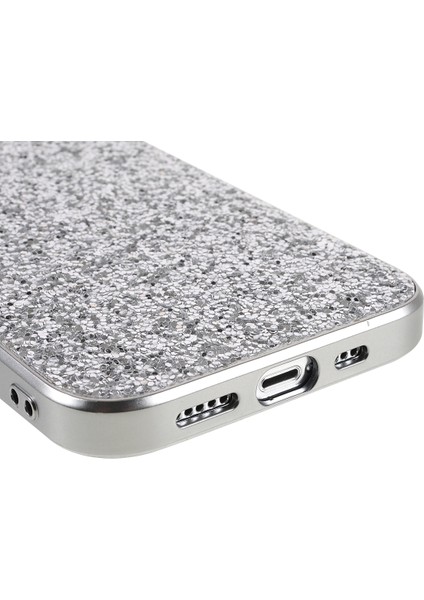 iPhone 14 Elektrokaplatma Tpu Frame Glitter Sequins Pc Arka Telefon Kılıfı (Yurt Dışından)