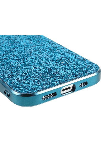 iPhone 14 Elektrokaplatma Tpu Frame Glitter Sequins Pc Arka Telefon Kılıfı (Yurt Dışından)