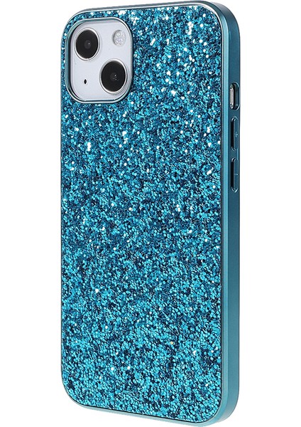 iPhone 14 Elektrokaplatma Tpu Frame Glitter Sequins Pc Arka Telefon Kılıfı (Yurt Dışından)