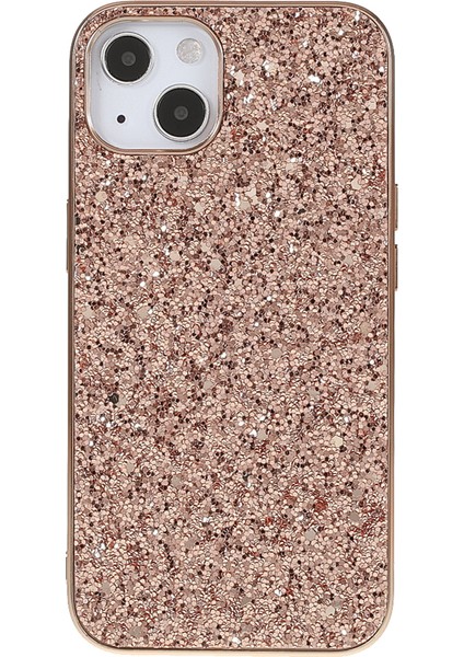 iPhone 14 Elektrokaplatma Tpu Frame Glitter Sequins Pc Arka Telefon Kılıfı (Yurt Dışından)