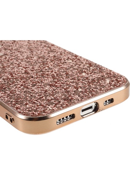 iPhone 14 Elektrokaplatma Tpu Frame Glitter Sequins Pc Arka Telefon Kılıfı (Yurt Dışından)