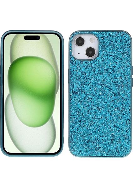 iPhone 15 Elektrokaplama Çerçevesi Tpu + Pc Glitter Cover Telefon Kılıfı (Yurt Dışından)
