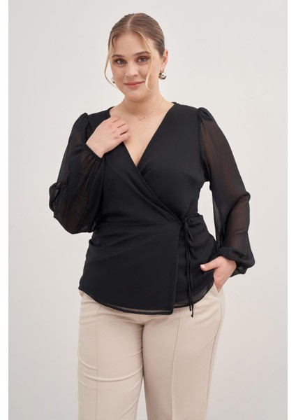 Astarlı Bağlama Detaylı Şifon Bluz fiyatları