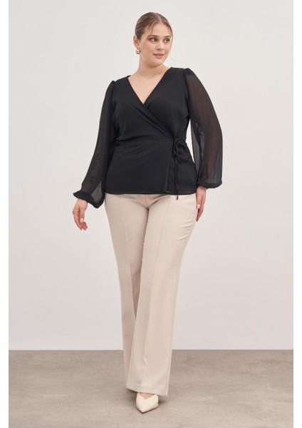 Astarlı Bağlama Detaylı Şifon Bluz modelleri