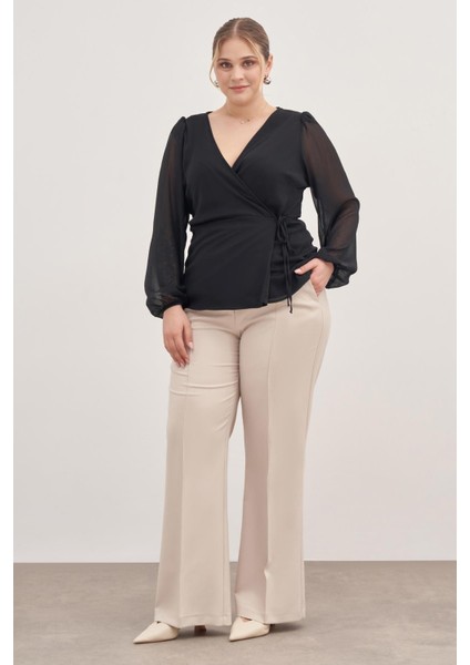 Astarlı Bağlama Detaylı Şifon Bluz fırsatları