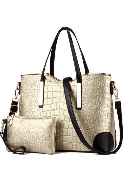 Taş Desenli Kadın Omuz Çantası 2'li Takım (Yurt Dışından)