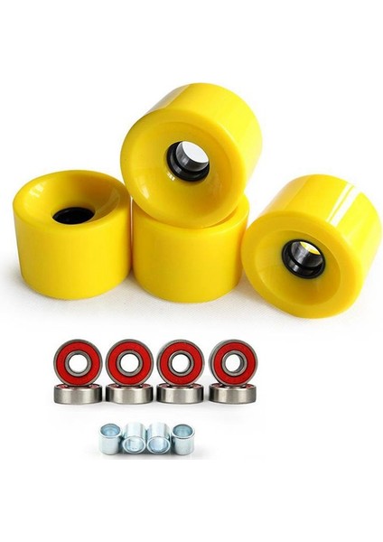 Kaykay Tekerleği 1 Takım Dans Longboard 4pcs Kaykay Tekerlekleri 8 Rulmanlar Abec-9 70X51MM Pu 78A %75 Ribaund Büyük Boy Tekerlekler, Sarı (Yurt Dışından)