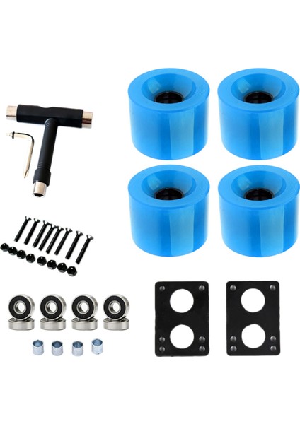 Kaykay Tekerleği 82A Kaykay Tekerleklerinin Rulmanlarla Değiştirilmesi Longboard Pu Tekerlekler Cruiser Tekerlekler Sokak Yükseltme Yedek Mavi (Yurt Dışından)