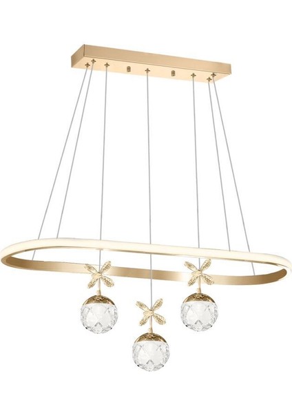 4025-3 Sr 3 Toplu Gold LED Avize(Beyaz Işık -Sarı Işık - Gün Işığı)