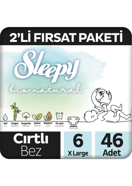 Bebek Bezi Bio Natural 6 Numara Xlarge 46'li Fırsat Paket