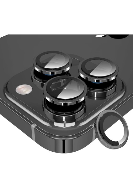 iPhone 13 Pro Max Kamera Koruyucu Lens Alüminyum Alışımlı Cam (siyah)