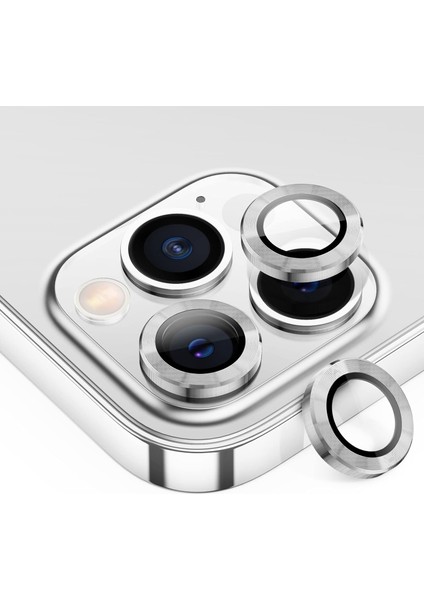 iPhone 13 Pro / 13 Pro Max Kamera Lens Koruyucu ''Safir Cam & Kolay Kurulum'' (Gümüş) fırsatları