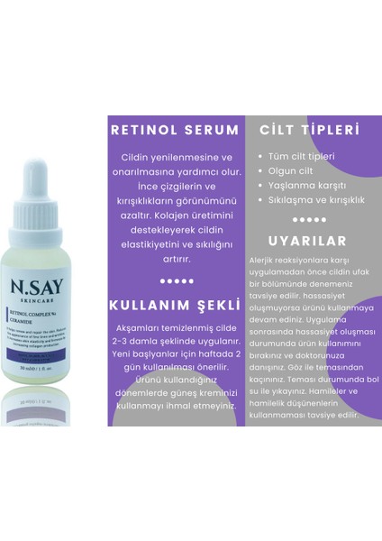 Yaşlanma Karşıtı, Onarıcı, Antiaging Retinol A Vitamini Gece Serumu 1% Retinol Ceramide 30 ml modelleri