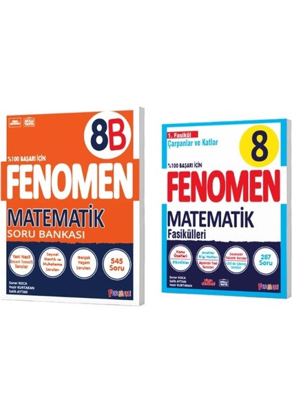 Fenomen Yayınları 8. Sınıf Matematik B Soru Bankası - Matematik 1. Fasikül Çarpanlar ve Katlar 2'li Set