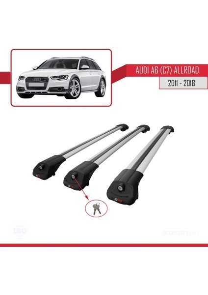 Audi A6 (C7) Allroad 2011-2018 Arası ile Uyumlu Ace-1 Ara Atkı Tavan Barı Gri 3 Adet Bar fırsatları