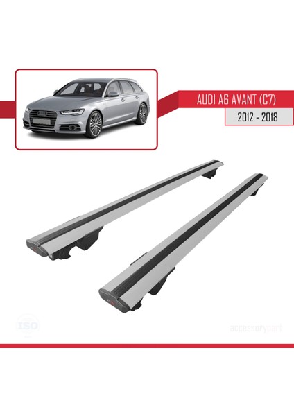 Audi A6 (C7) Avant 2012-2018 Arası ile Uyumlu Hook Model Anahtar Kilitli Ara Atkı Tavan Barı Gri fırsatları