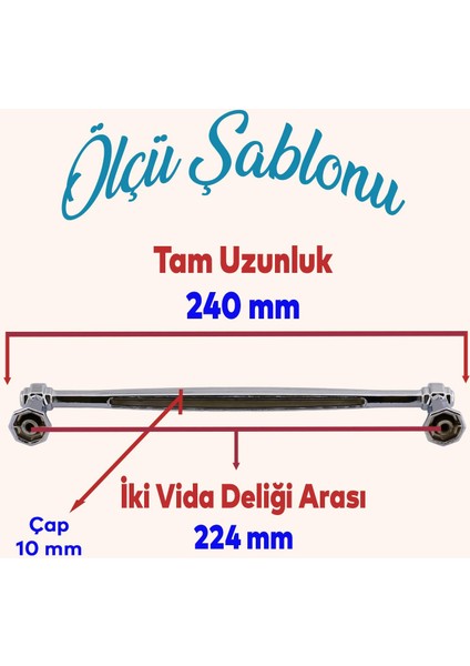 Mobilya Mutfak Dolabı Çekmece Dolap Kapak Kulbu Kulpu Metal 224 mm Krom Kulp