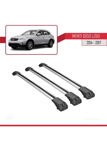Infiniti QX50 (J50) 2014-2017 Arası ile Uyumlu Ace-1 Ara Atkı Tavan Barı Gri 3 Adet Bar modelleri