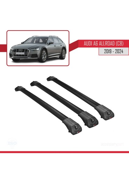 Audi A6 (C8) Allroad 2019 ve Sonrası ile Uyumlu Ace-1 Ara Atkı Tavan Barı Siyah 3 Adet Bar modelleri