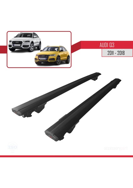 Audi Q3 2011-2018 Arası ile Uyumlu Hook Model Anahtar Kilitli Ara Atkı Tavan Barı Siyah fırsatları