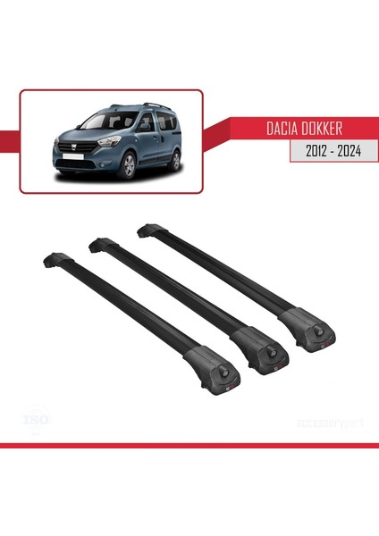 Dacia Dokker 2012 ve Sonrası ile Uyumlu Ace-1 Ara Atkı Tavan Barı Siyah 3 Adet Bar fırsatları