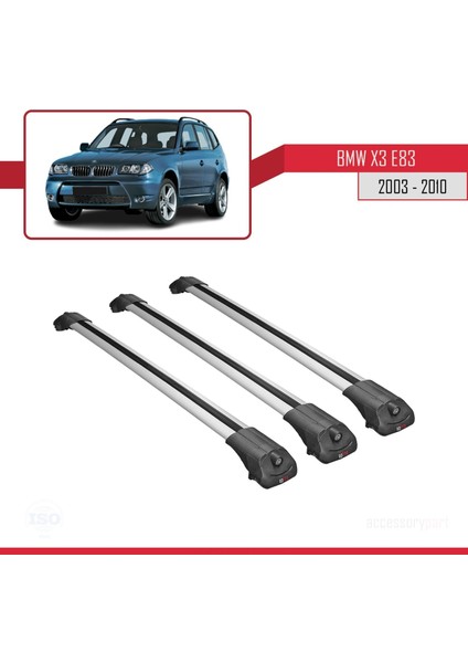 Bmw X3 E83 2003-2010 Arası ile Uyumlu Ace-1 Ara Atkı Tavan Barı Gri 3 Adet Bar modelleri