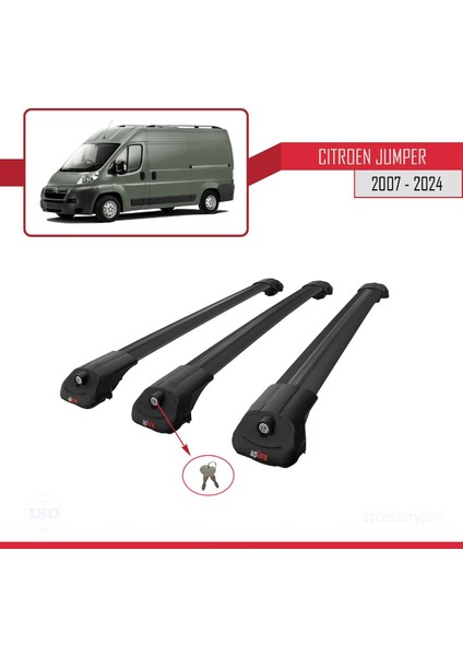 Citroen Jumper 2007 ve Sonrası ile Uyumlu Ace-1 Ara Atkı Tavan Barı Siyah 3 Adet Bar fırsatları