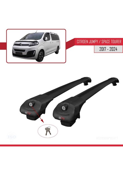 Citroen Jumpy - Space Tourer 2017 ve Sonrası ile Uyumlu Ace-1 Ara Atkı Tavan Barı Siyah fırsatları