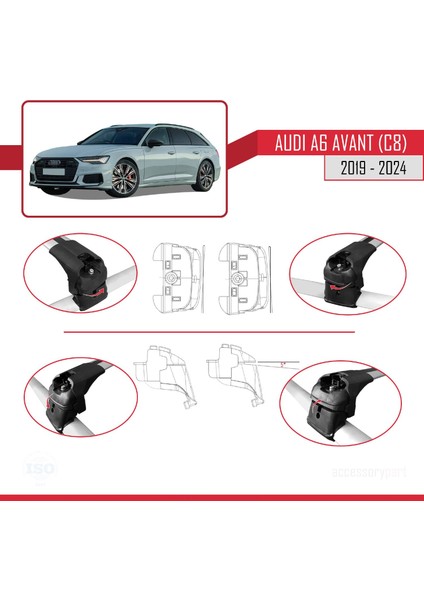 Audi A6 Avant (C8) 2019 ve Sonrası ile Uyumlu Ace-2 Ara Atkı Tavan Barı Gri fırsatları