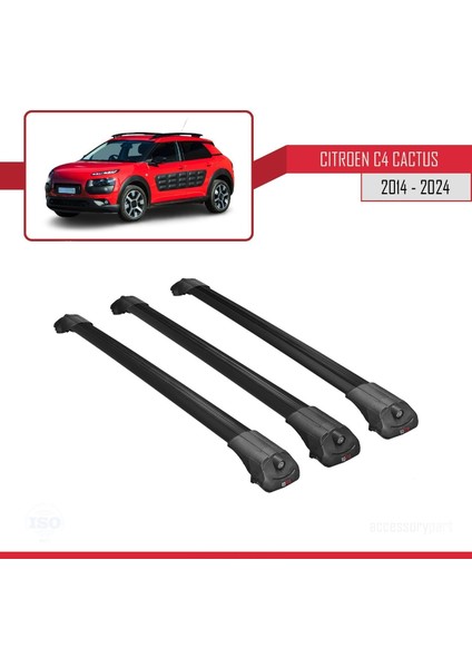 Citroen C4 Cactus 2014 ve Sonrası ile Uyumlu Ace-1 Ara Atkı Tavan Barı Siyah 3 Adet Bar modelleri