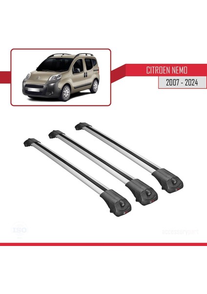 Citroen Nemo 2007 ve Sonrası ile Uyumlu Ace-1 Ara Atkı Tavan Barı Gri 3 Adet Bar modelleri