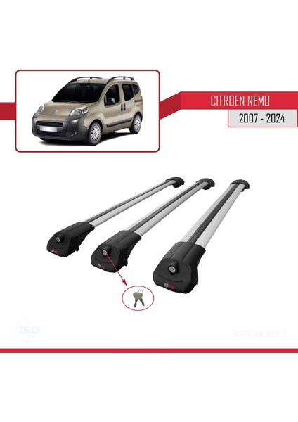 Citroen Nemo 2007 ve Sonrası ile Uyumlu Ace-1 Ara Atkı Tavan Barı Gri 3 Adet Bar fırsatları
